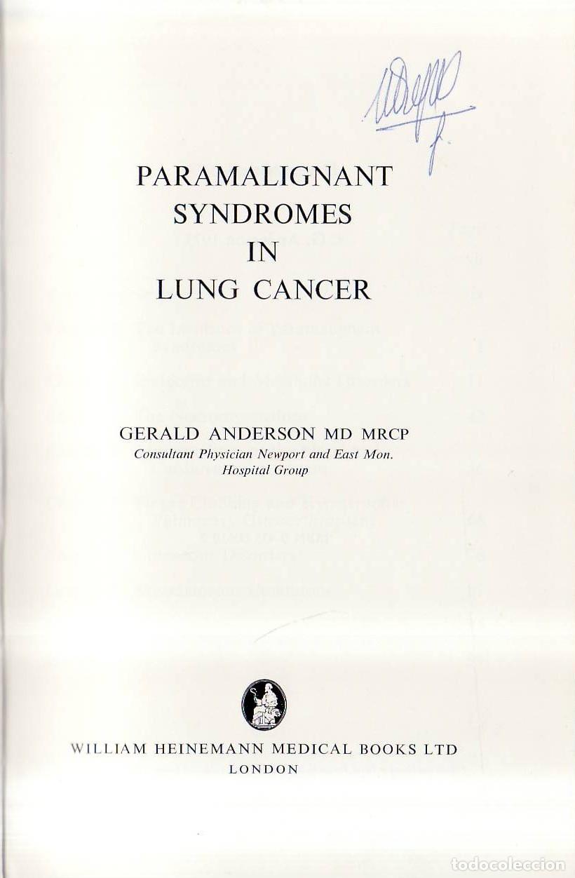 Libri di seconda mano: ANDERSON, Gerald.- - Paramalignant syndromes in lung cancer.