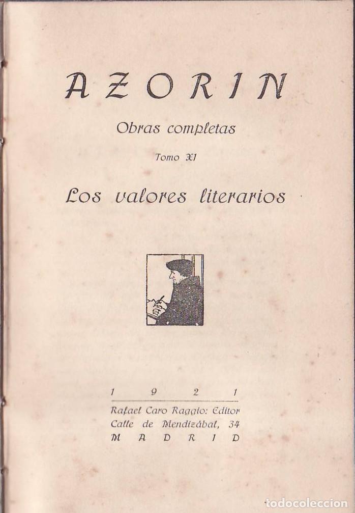 Libros: AZORIN.- - Los valores literarios. Obras Completas, Tomo XI.