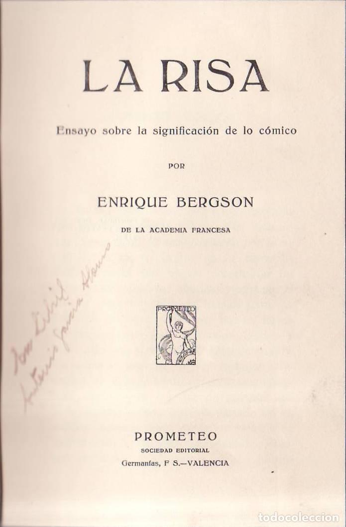 Libri di seconda mano: BERGSON, Enrique.- - La risa (Ensayo sobre la significaci&oacute;n de lo c&oacute;mico).