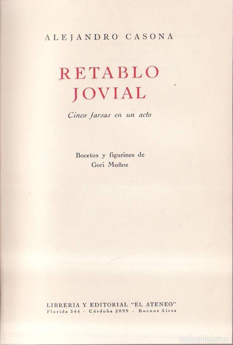 Libri di seconda mano: CASONA, Alejandro.- - Retablo jovial. Cinco farsas en un acto. Bocetos y figurines de Gori Mu&ntilde;oz.