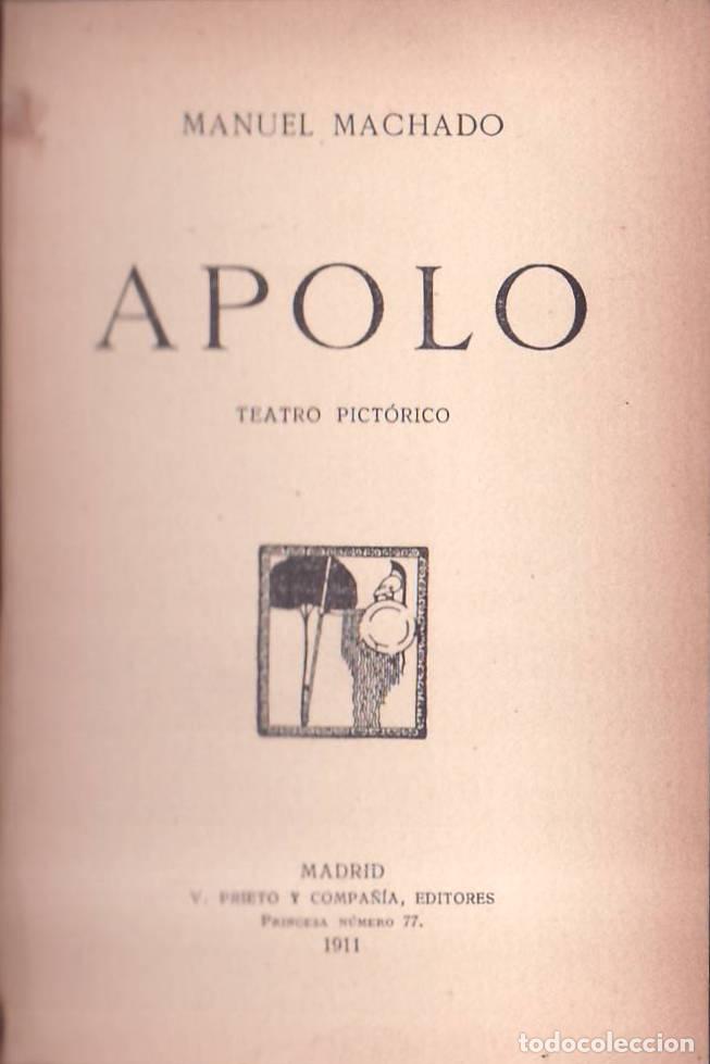 Livros em segunda m&atilde;o: MACHADO, Manuel.- - Apolo (Teatro pict&oacute;rico). Poes&iacute;a. Cubierta de Marco.