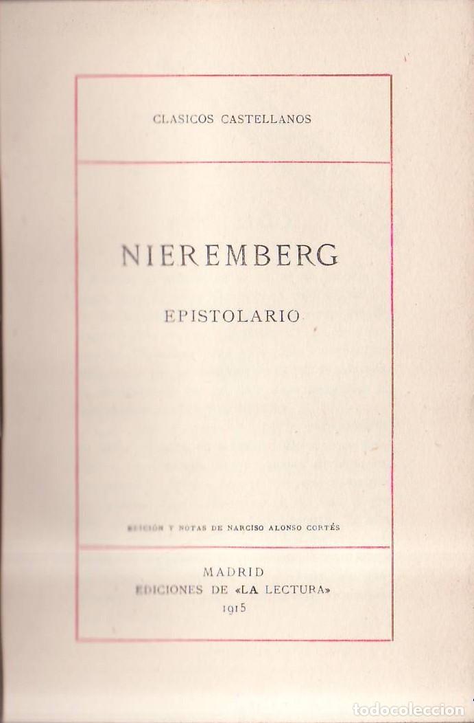 B&uuml;cher: NIEREMBERG, Juan Eusebio.- - Epistolario. Edici&oacute;n y notas de Narciso Alonso Cort&eacute;s.