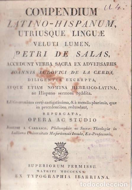 Libros: SALAS, Petri de.- - Compendium Latino-Hispanum. Utriusque linguae veluti lumen.
