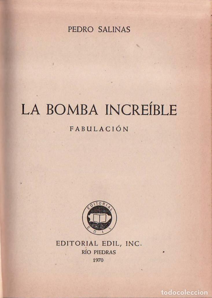 B&uuml;cher: SALINAS, Pedro.- - La bomba incre&iacute;ble. (Fabulaci&oacute;n).