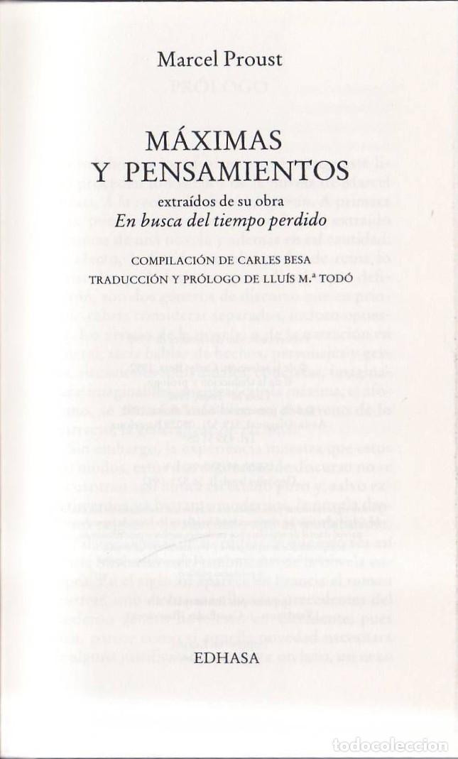 B&uuml;cher: PROUST, Marcel.- - M&aacute;ximas y pensamientos. Extra&iacute;dos de su obra En busca del tiempo perdido. Compila