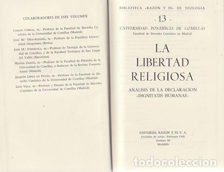 Libri di seconda mano: VV. AA.-. - La libertad religiosa. An&aacute;lisis de la declaraci&oacute;n Dignitatis Humanae.
