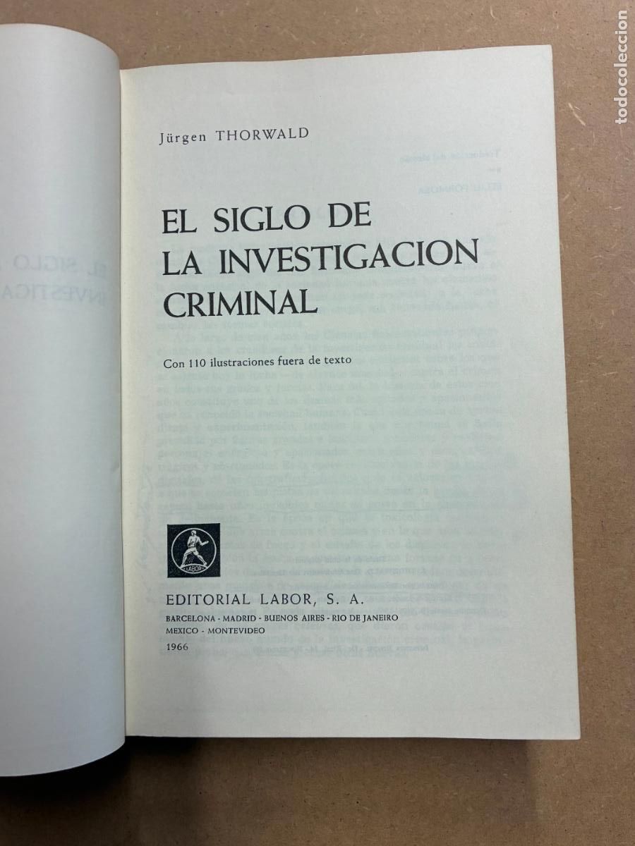 Libros: EL SIGLO DE LA INVESTIGACI&Oacute;N CRIMINAL. - J&Uuml;RGEN THORWALD.