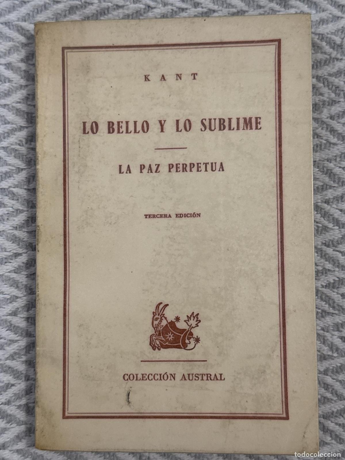 Libros: Lo bello y lo sublime. La paz perpetua - Kant