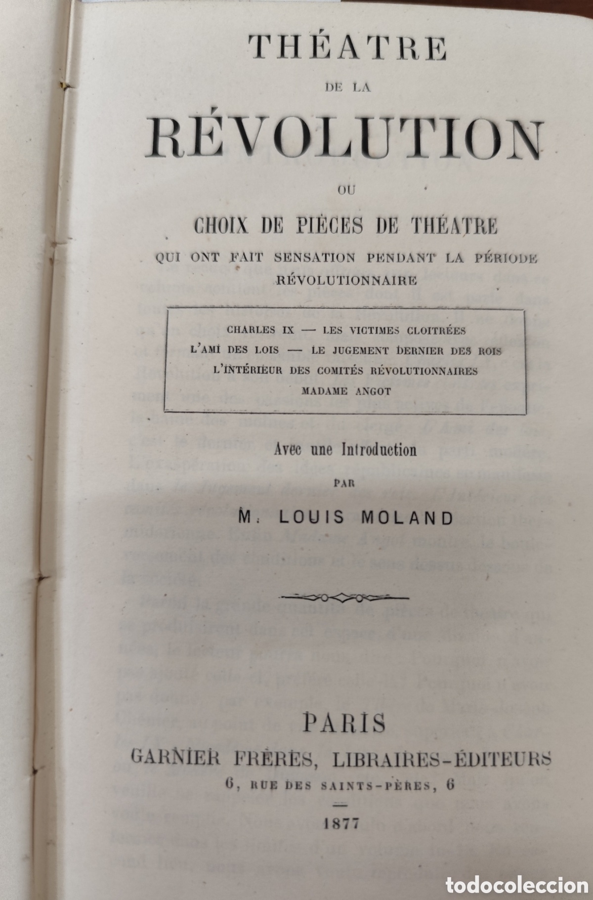 Libros: THEATRE DE LA REVOLUTION OU CHOIX DE PIECES DE THEATRE. Qui ont fait sensation pendant la p&eacute;riode r&eacute;