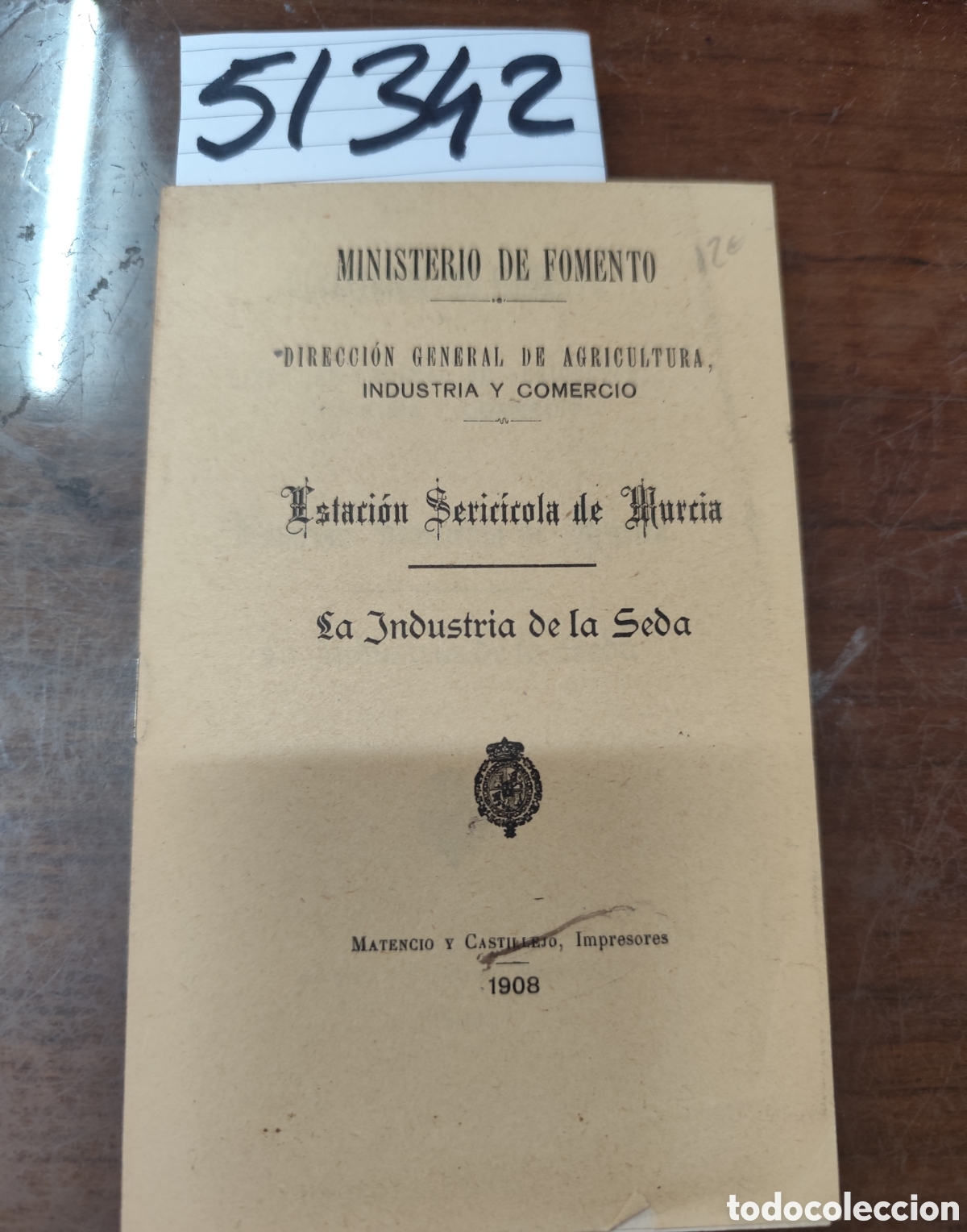 Livros em segunda m&atilde;o: ESTACION SERICICOLA DE MURCIA. La industria de la seda. 1&ordf; Edici&oacute;n. A&ntilde;o 1908