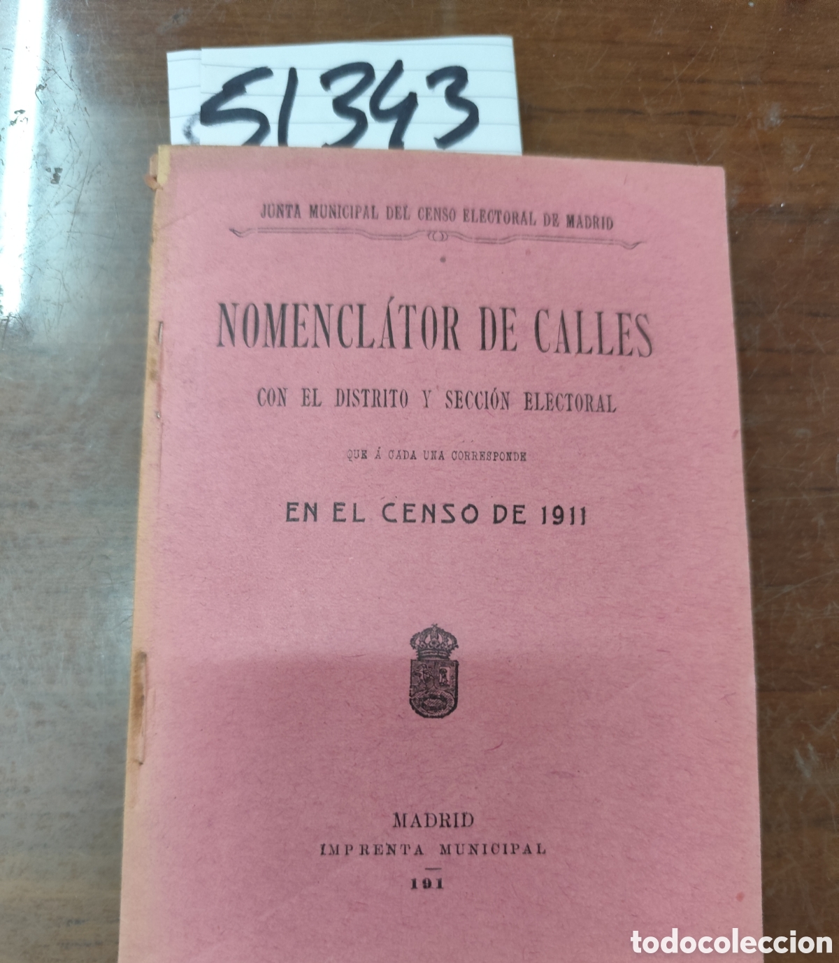 Livros em segunda m&atilde;o: NOMENCLATOR DE CALLES CON EL DISTRITO Y SECCION ELECTORAL. Qu&eacute; a cada una corrsponde en el censo de