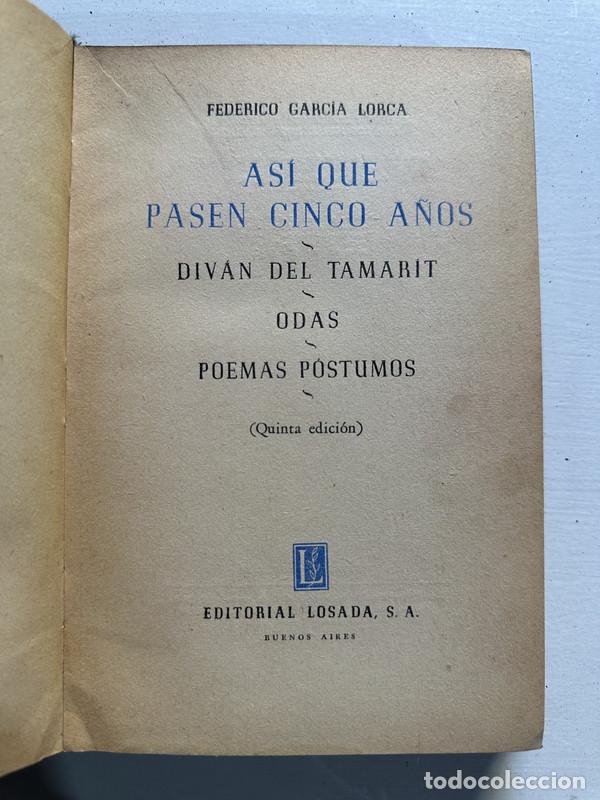 books: Asi que pasen cinco a&ntilde;os - Garcia Lorca Federico