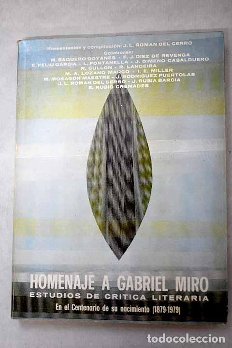 Libros: Homenaje a Gabriel Mir&oacute; en el centenario de su nacimiento, 1879-1979: estudios de cr&iacute;tica literaria