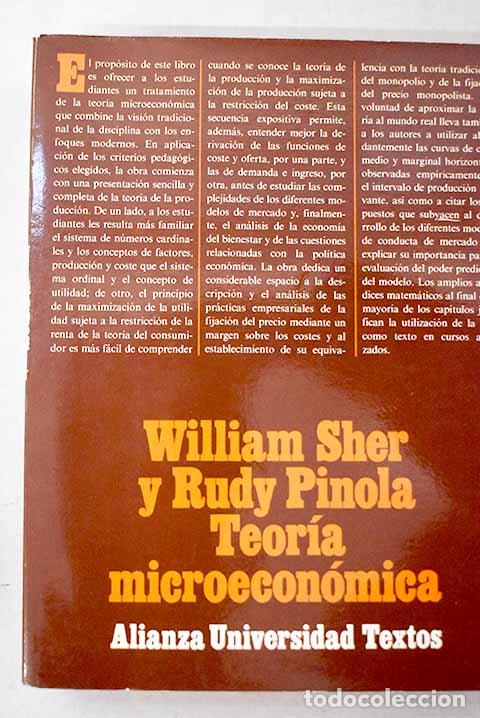 Libri di seconda mano: Teor&iacute;a microecon&oacute;mica: una s&iacute;ntesis de la teor&iacute;a cl&aacute;sica y del enfoque moderno.- Sher, William