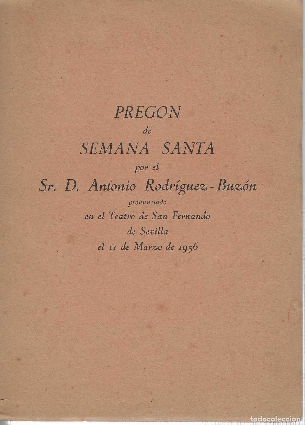 Livros em segunda m&atilde;o: PREG&Oacute;N de SEMANA SANTA por el Sr. D. Antonio Rodr&iacute;guez-Buz&oacute;n pronunciado en el Teatro de San Fernand