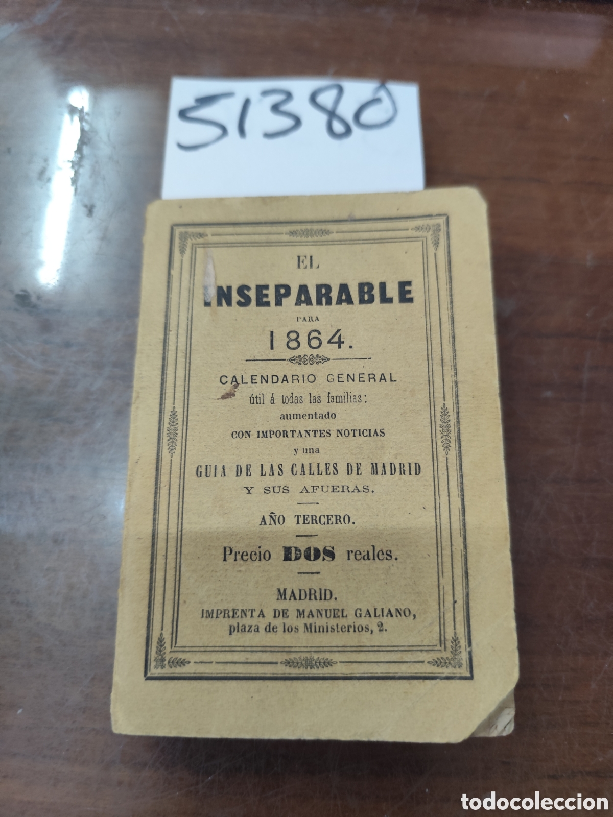 Libros: EL INSEPARABLE PARA 1864. Calendario general. 1&ordf; Edici&oacute;n. A&ntilde;o 1864