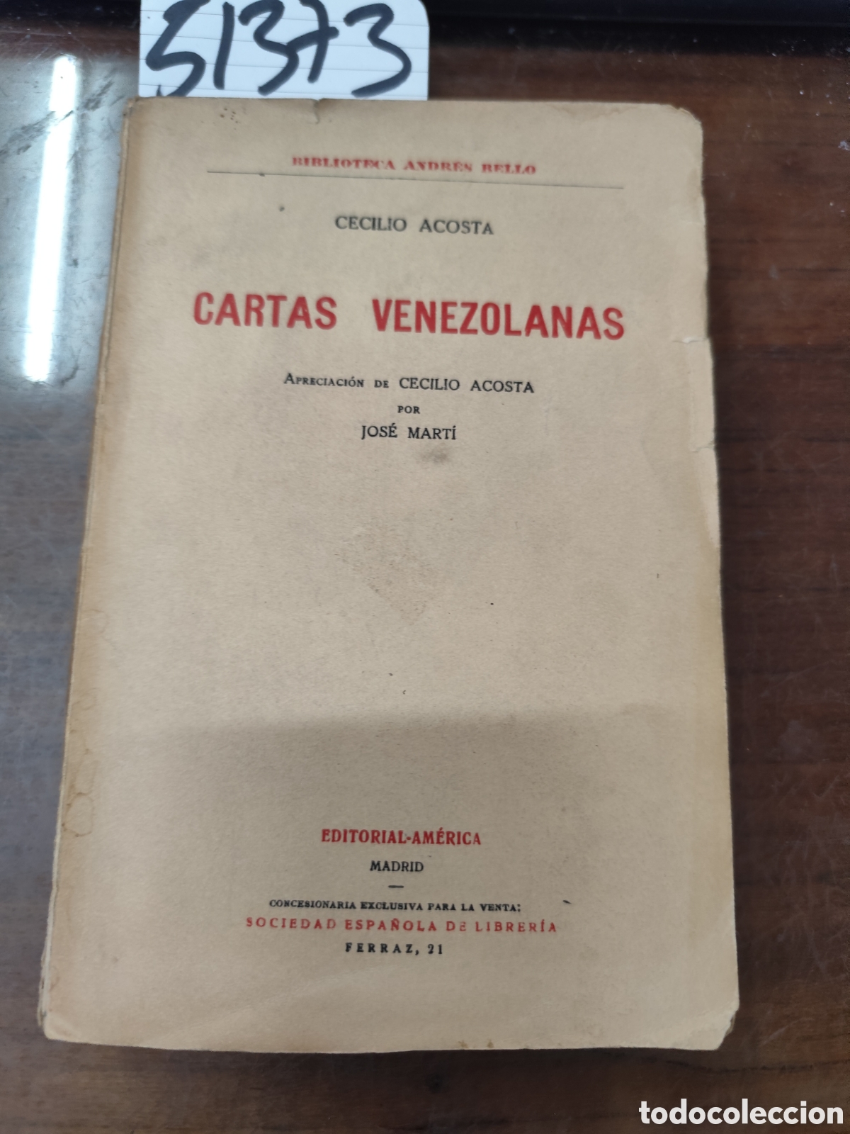 Livros em segunda m&atilde;o: CARTAS VENEZOLANAS. Apreciaci&oacute;n de Ceclio Acosta por Jos&eacute; Mart&iacute;. A&ntilde;os 20 - ACOSTA,Cecilio