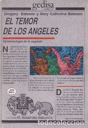 Libros: BATESON, Gregory y Mary Catherine BATESON.- - El temor de los &Aacute;ngeles.