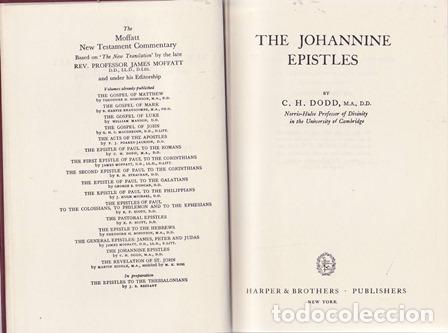 Libros: DODD, C.H. - The Moffatt New Testament commentary. The Johannine Epistles.