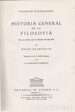 Libros: WINDELBAND, Wilhelm.- - Historia General de la Filosof&iacute;a.