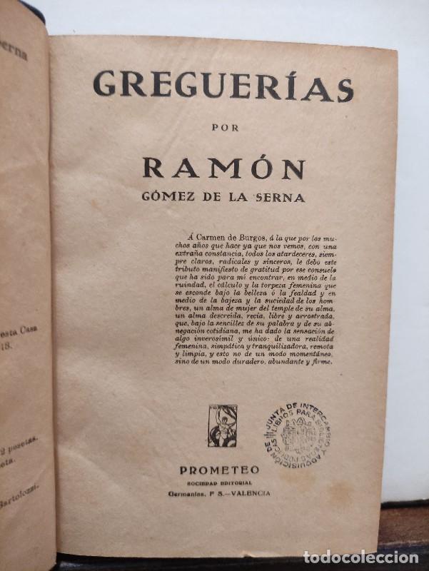 Libros: Greguer&iacute;as - Ram&oacute;n G&oacute;mez de la Serna - Editorial Prometeo - Valencia 1917 - 1&ordf; edici&oacute;n