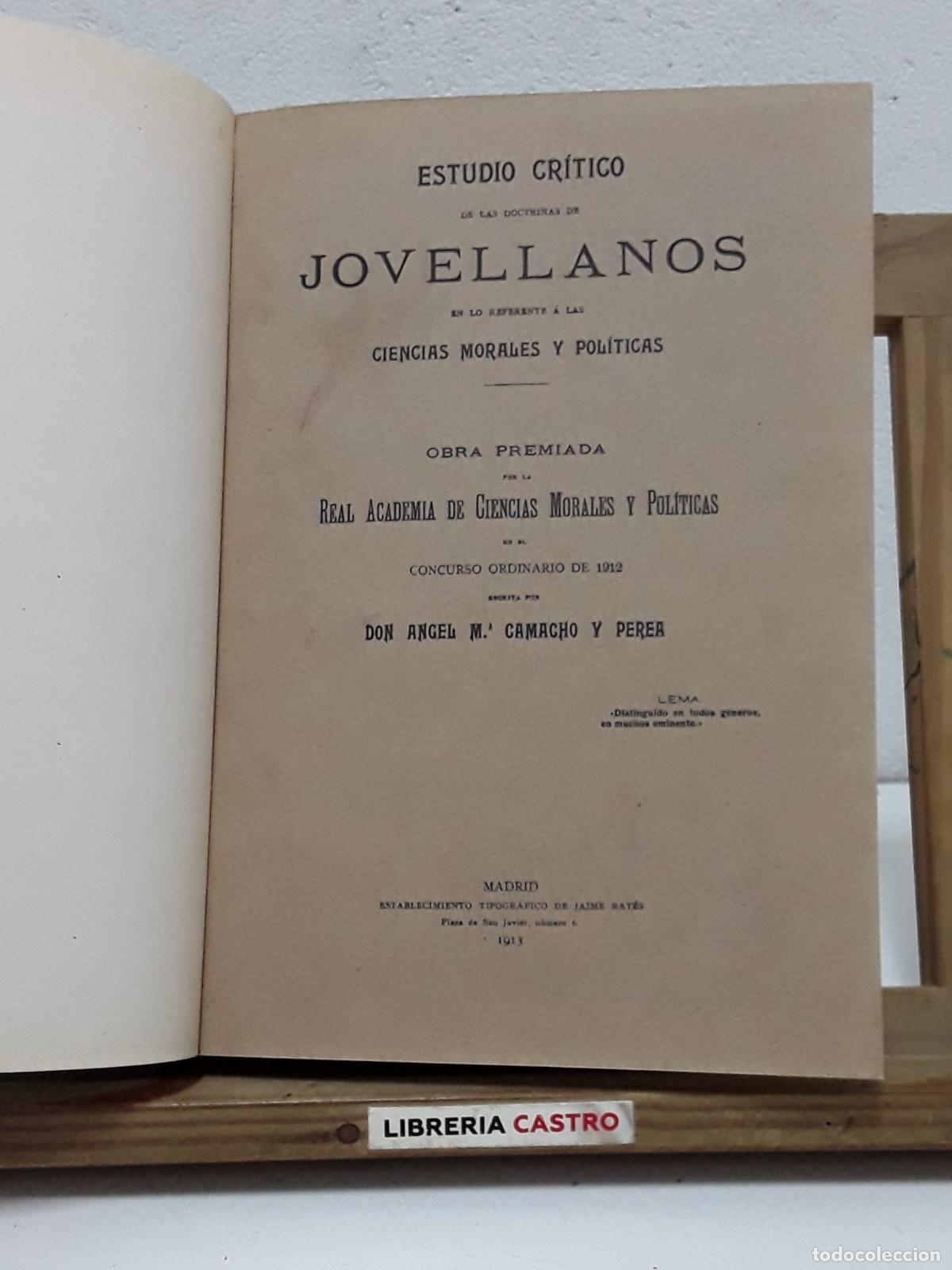 Libros: Estudio cr&iacute;tico de las doctrinas de Jovellanos en lo que refiere &aacute; las Ciencias Morales y Pol&iacute;ticas