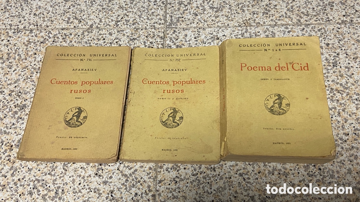 Libros: Lote 3 Libros Antiguos Colecci&oacute;n Universal Calpe (1919-1923) - Poema del Cid y Cuentos Rusos