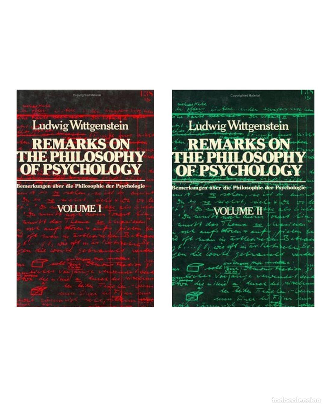 Libros: Remarks on the Philosophy of Psychology: vol&uacute;menes I y II - Wittgenstein, Ludwig; G.E.M. Anscombe; G