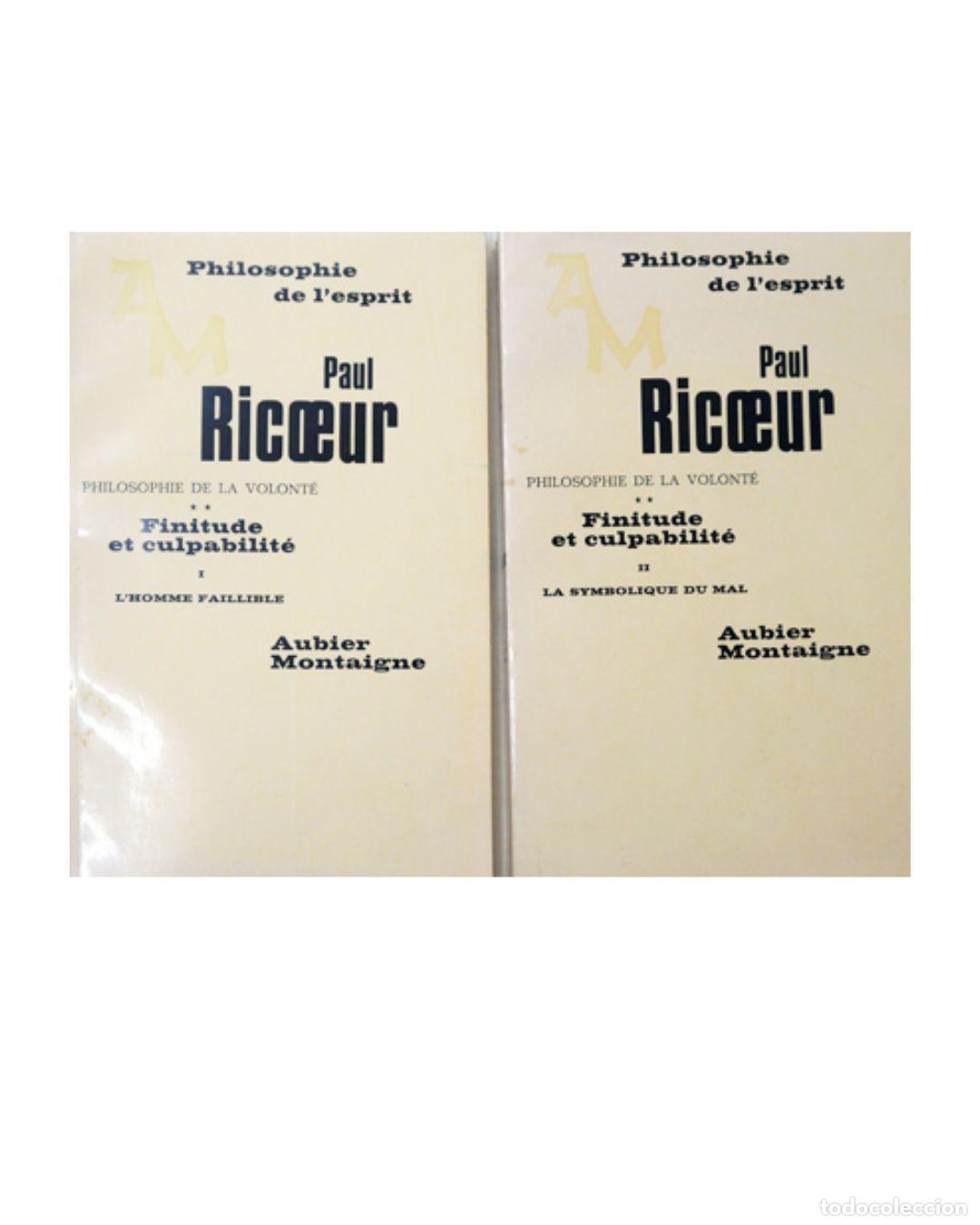 Libros: Philosophie de la volont&eacute;: Finitude et culpabilit&eacute; (2 VOL&Uacute;MENES) - Ricoeur, Paul
