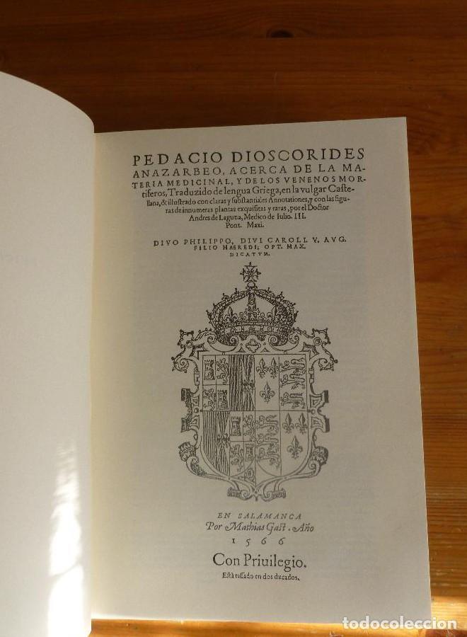 Libros: Pedacio Diosc&oacute;rides Anazarbeo acerca de la materia medicinal y de los venenos mort&iacute;feros. FACSIMIL -