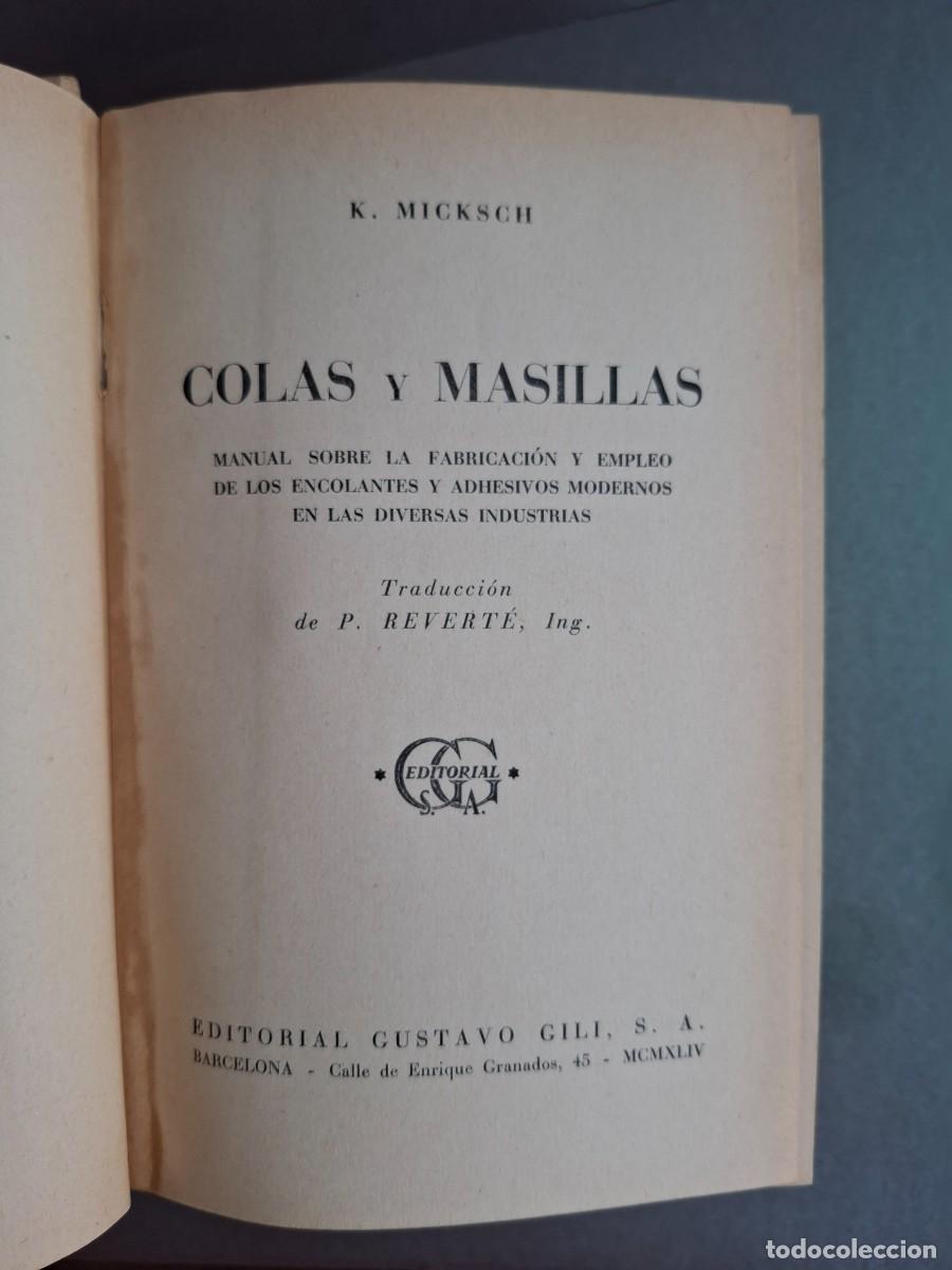 Libros: Colas y masillas - K.Micksch -1944 - Foto 2