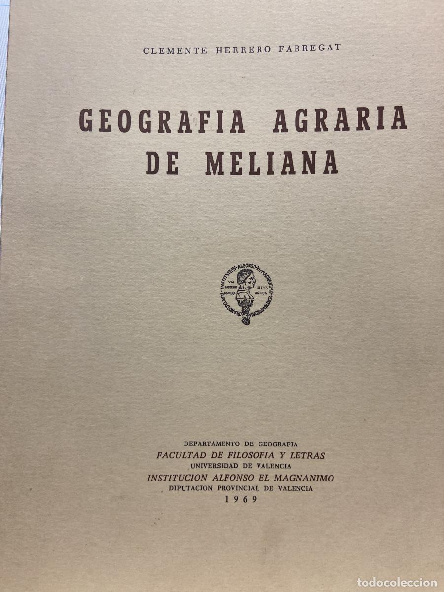 Libros: GEOGRAF&Iacute;A AGRARIA DE MELIANA. - Clemente Herrero Fabregat