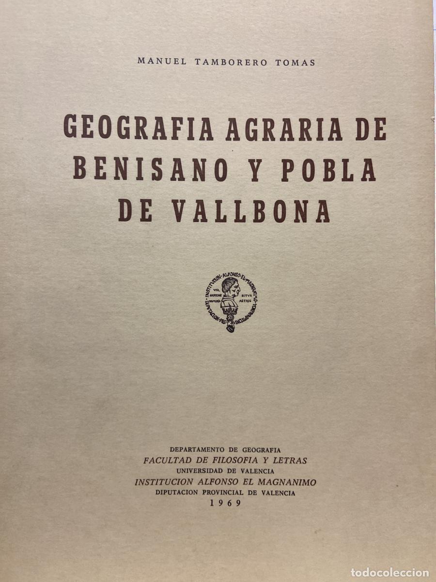 Libros: GEOGRAF&Iacute;A AGRARIA DE BENISANO Y POBLA DE VALLBONA. - Manuel Tamborero Tom&aacute;s.