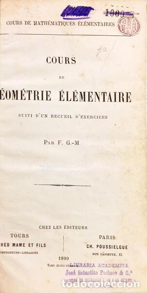Libros: G.-M. (F.) - COURS DE G&Eacute;OM&Eacute;TRIE &Eacute;L&Eacute;MENTAIRE.