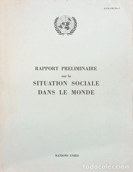 Libros: RAPPORT PRELIMINAIRE SUR LA SITUATION SOCIALE DANS LE MONDE.