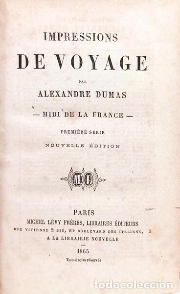 Libros: DUMAS. (Alexandre) - IMPRESSIONS DE VOYAGE. [2 VOLS.] - Foto 1
