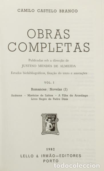 Libros: CASTELO BRANCO. (Camilo) - OBRAS COMPLETAS. [12 VOLS.] - Foto 2
