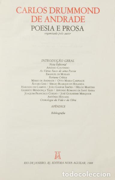 Libros: DRUMMOND DE ANDRADE. (Carlos) - POESIA E PROSA. - Foto 2