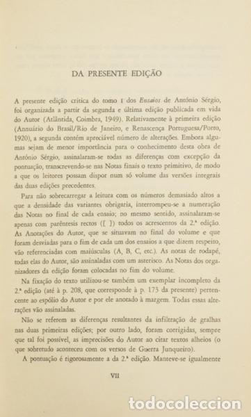 Libros: ANT&Oacute;NIO S&Eacute;RGIO. - ENSAIOS. [8 VOLS.] - Foto 3