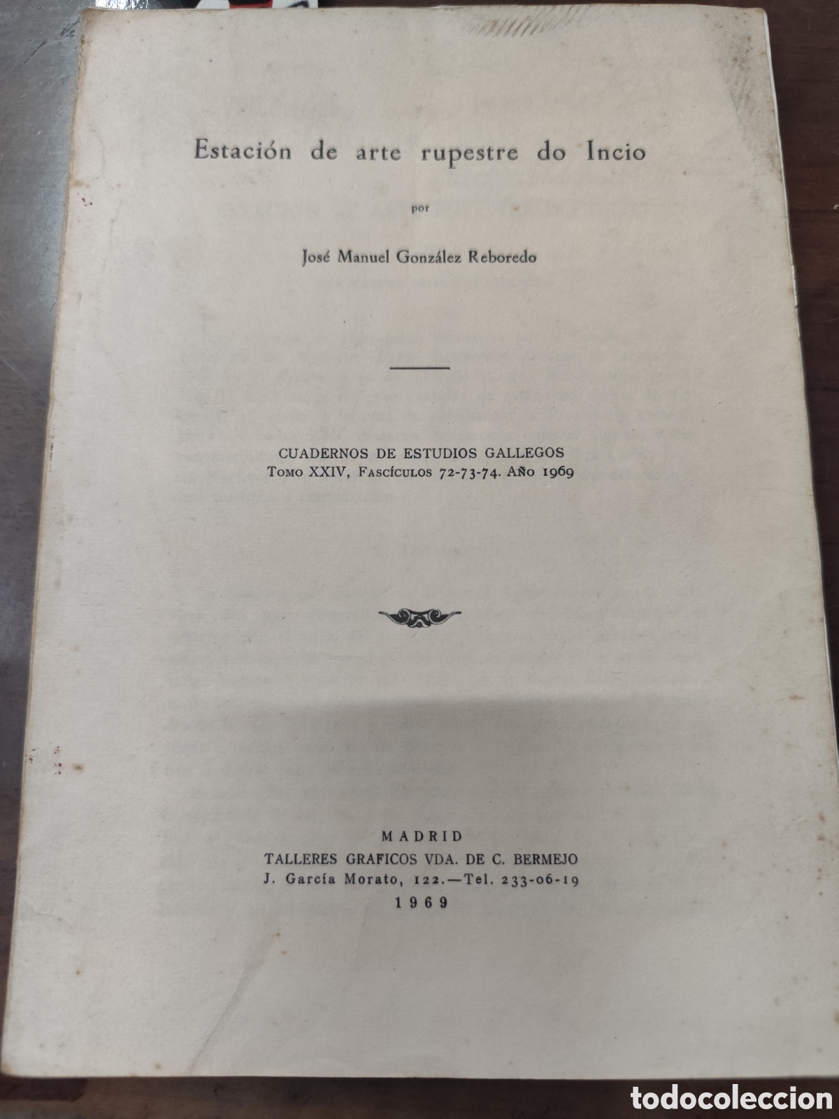 Libri di seconda mano: ESTACION DE ARTE RUPESTRE DO INCIO. Cuadernos de Estudios Gallegos. 1&ordf; Edici&oacute;n. Galicia. A&ntilde;o 1969 -