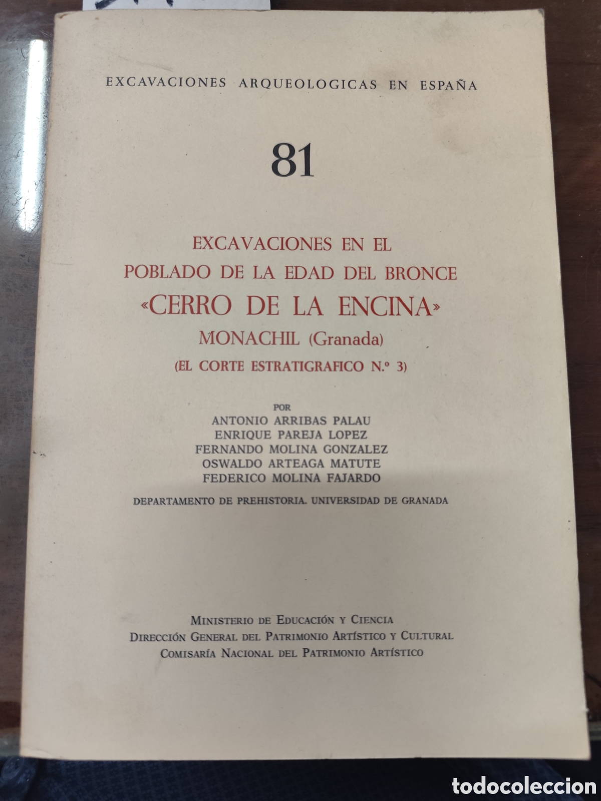 Libros: EXCAVACIONES EN EL POBLADO DE LA EDAD DEL BRONCE CERRO DE LA ENCINA. Monachil ( Granada ). El corte