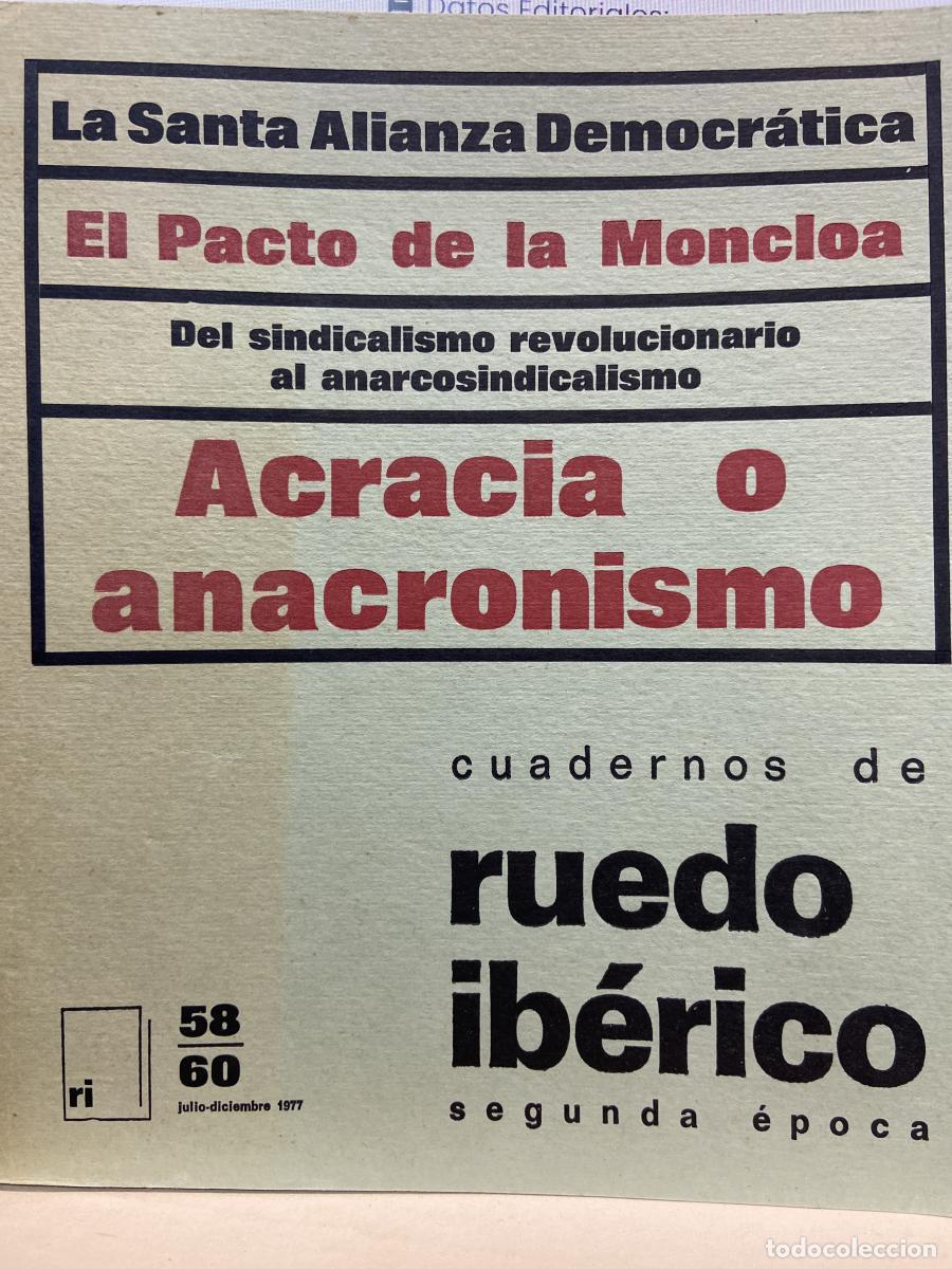 Libros: LA SANTA ALIANZA DEMOCR&Aacute;TICA. EL PACTO DE LA MONCLOA. DEL SINDICALISMO REVOLUCIONARIO AL ANARCOSINDI