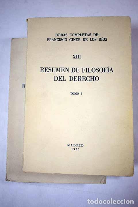 Libros: Resumen de Filosof&iacute;a del Derecho.- Giner de los R&iacute;os, Francisco