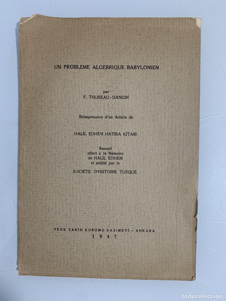 Libros: UN PROBLEME ALGEBRIQUE BABYLONIEN - F. Thureau - Dangin