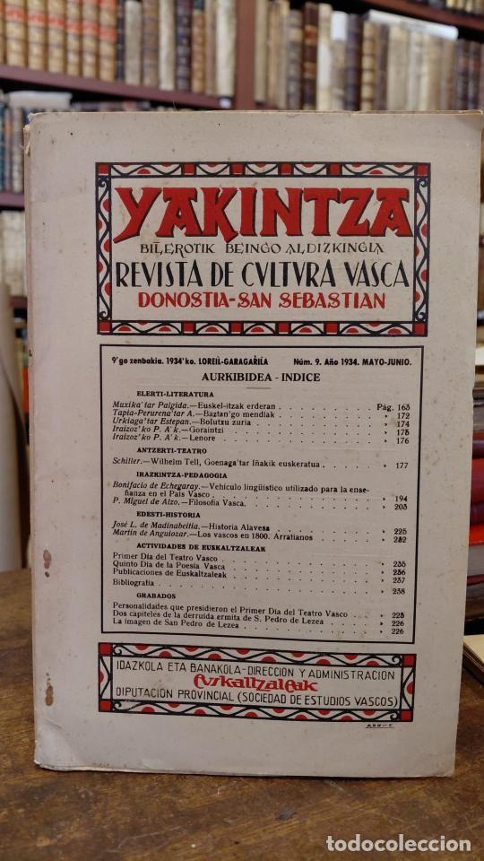 Libros: YAKINTZA, Bilerotik Beingo Aldizkingia. Revista de Cultura Vasca. No. 9. Mayo-Junio 1934. - ARIZTIM