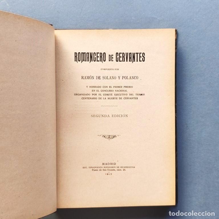 Libros: ROMANCERO DE CERVANTES. - SOLANO Y POLANCO, Ram&oacute;n.