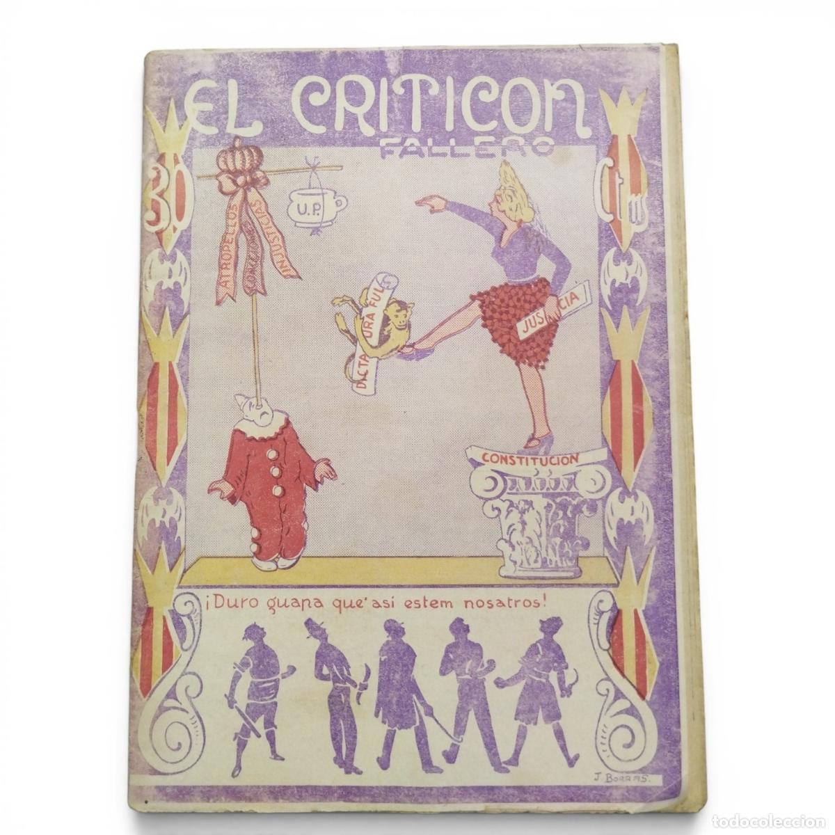Livres: ANTIGUA REVISTA EL CRITICON FALLERO 1930. PORTADA SAT&Iacute;RICA POL&Iacute;TICA. Imprenta Manuel Pau - Sin autor