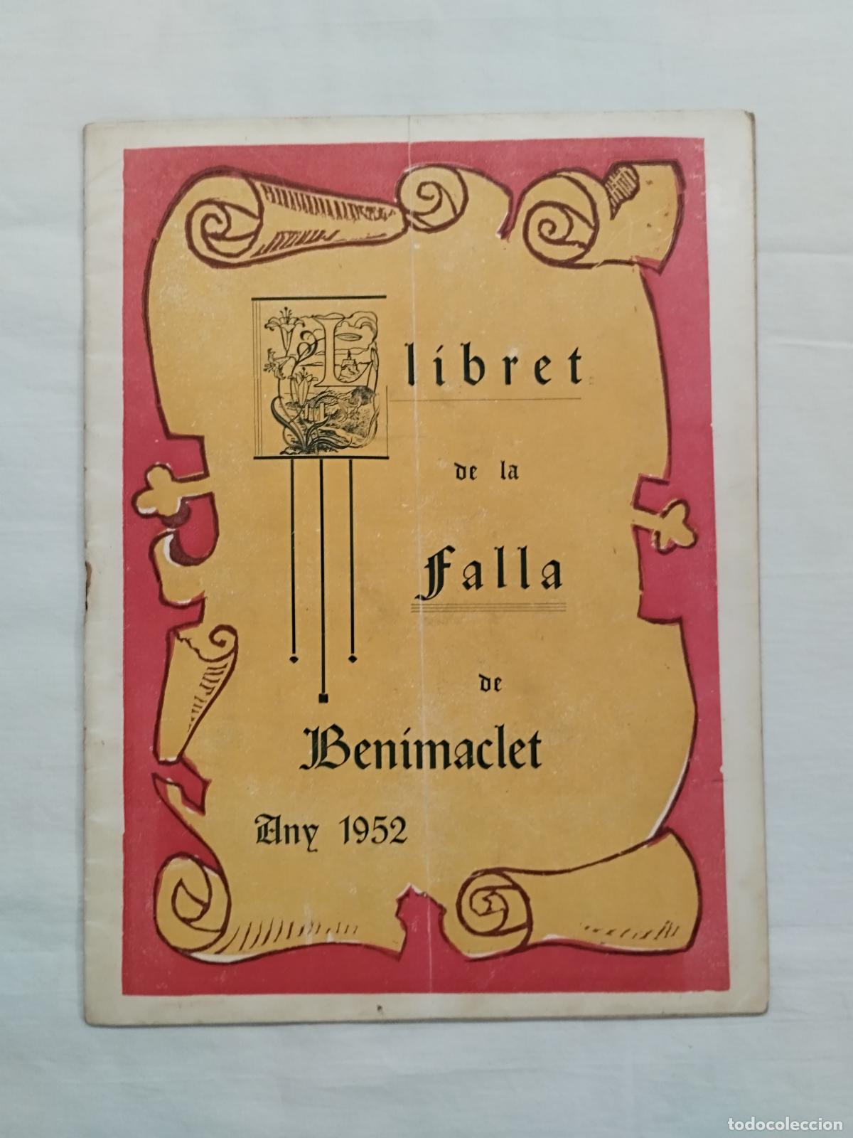 Libros: LLIBRET DE LA FALLA DE BENIMACLET 1952 - BENIMACLET VALENCIA - Foto 1
