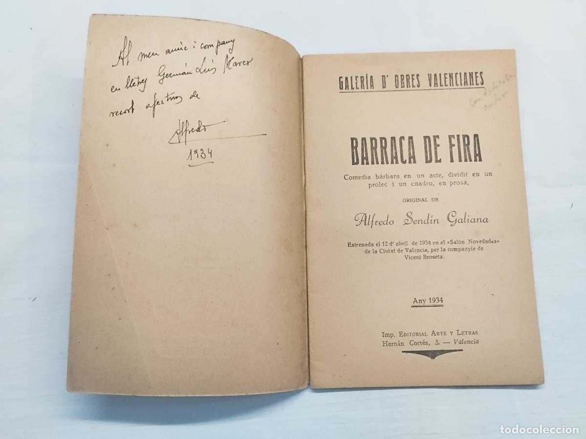 Libros: BARRACA DE FIRA CON DEDICATORIA DEL AUTOR . ALFREDO SEND&Iacute;N GALIANA 1934 - ALFREDO SEND&Iacute;N GALIANA