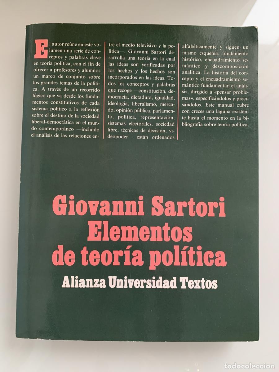 Libros: ELEMENTOS DE TEOR&Iacute;A POL&Iacute;TICA - Giovanni Sartori